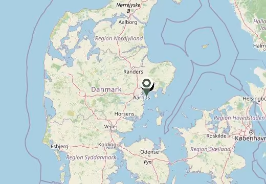 Kort der viser Løgten nord for Aarhus i Danmark
